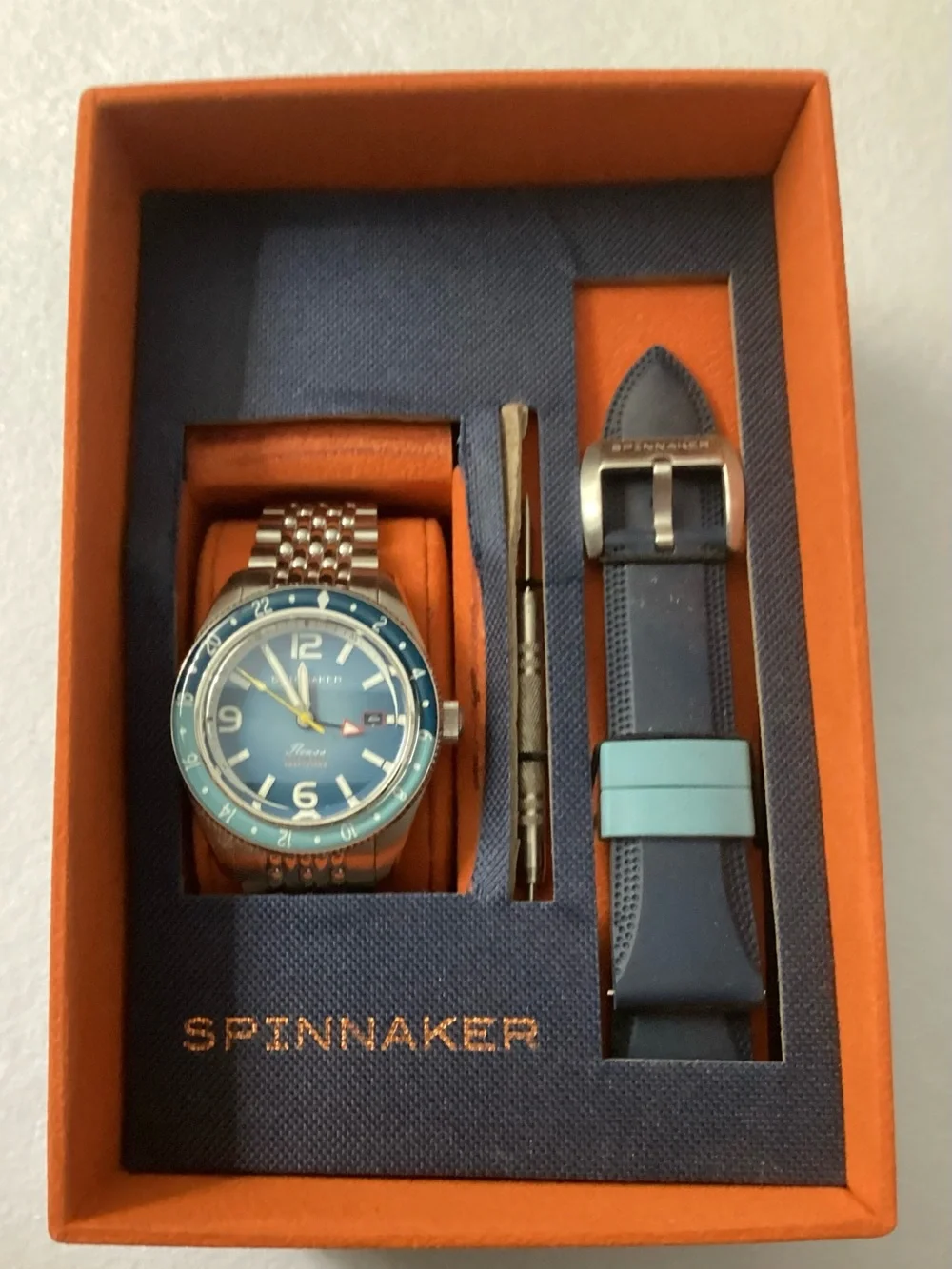 Spinnaker Fleuss GMT Automatic Solid Stainless Steel Bracelet Watch, 43mm